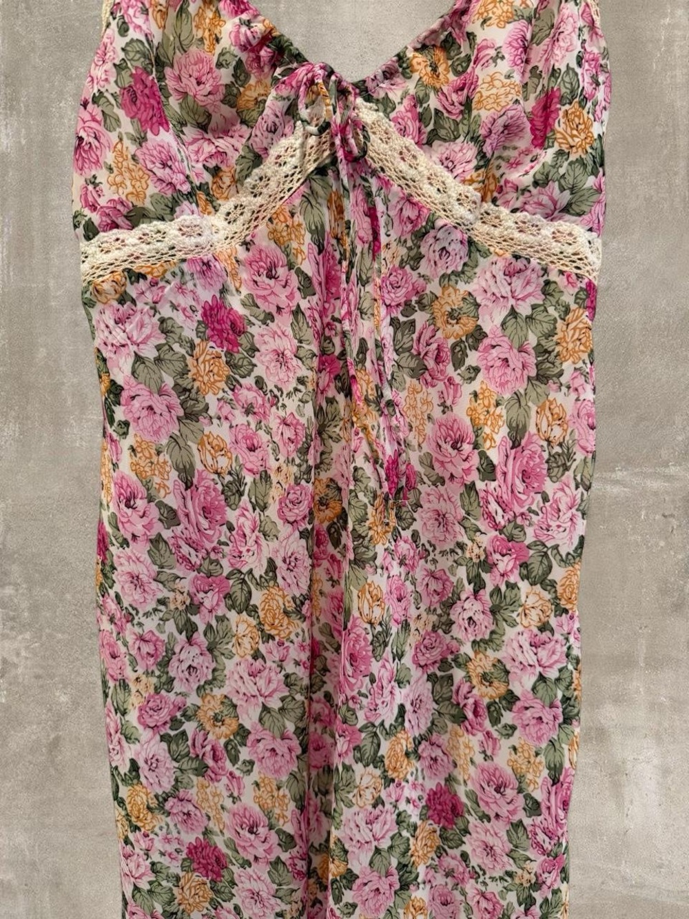Princess Polly Pink & Yellow Floral Lace-Trim Maxi Dress